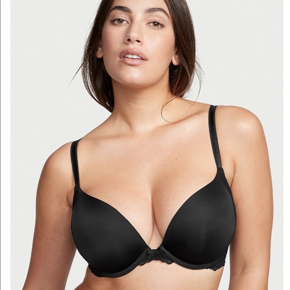 VICTORIAS SECRET DREAM ANGELS BLACK PUSH UP BRA SIZE 34D - Picture 1 of 16